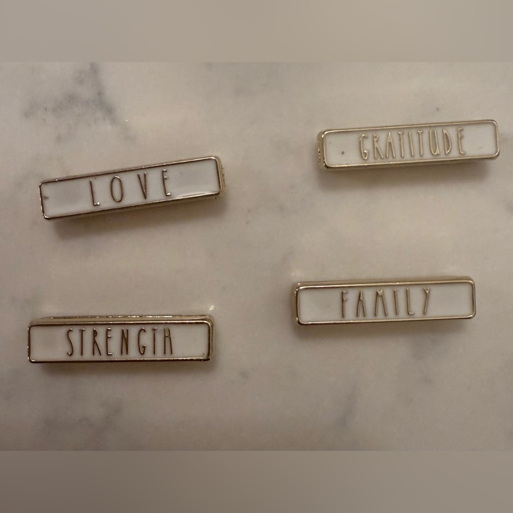 Gold and White Smart Watch Band Accessories.  Love, Strength, Family, Gratitude